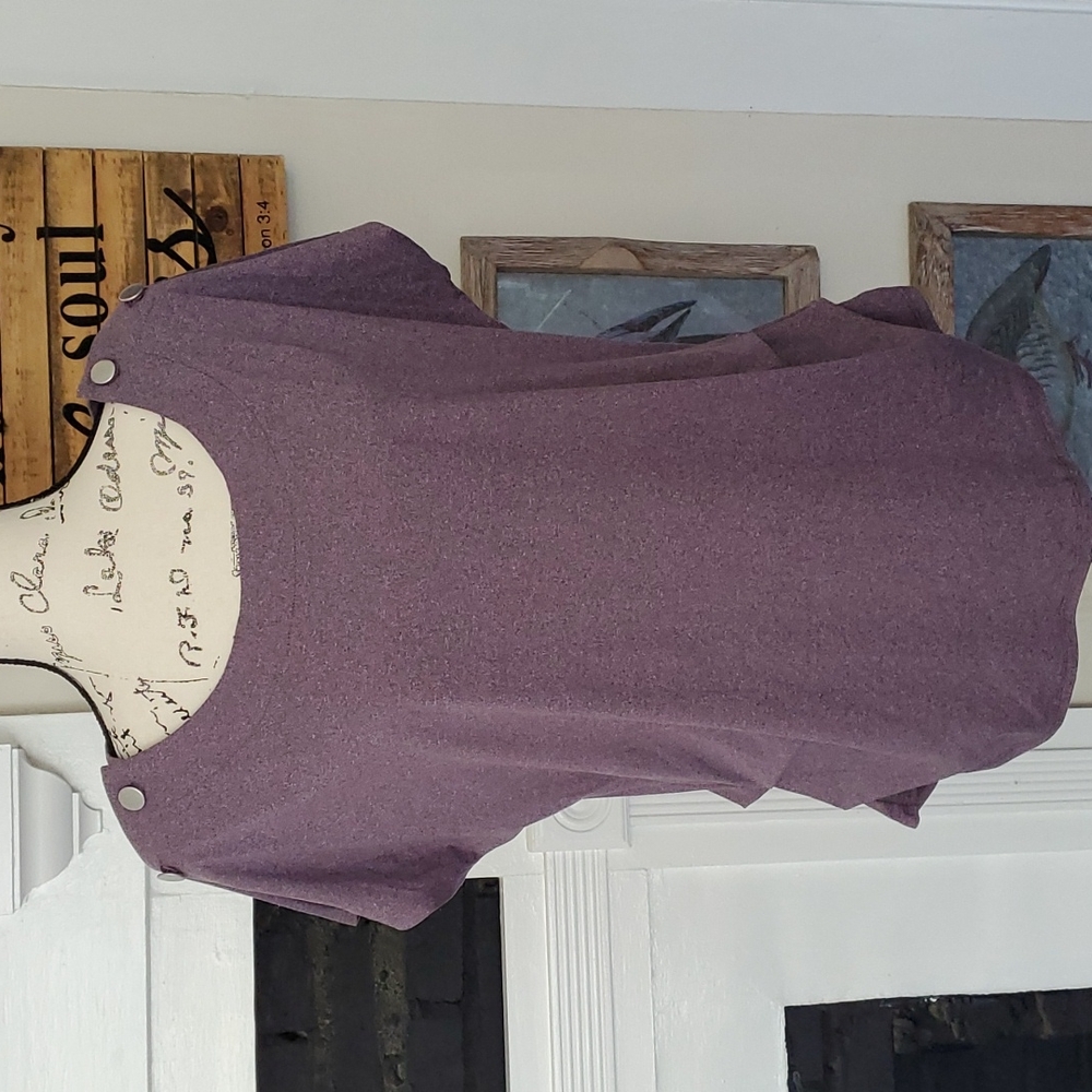 A.U.W. purple button shoulder top